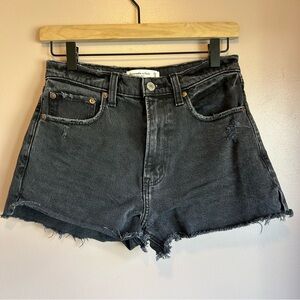 Abercrombie & Fitch The Mom Short Black Denim Cutoff Shorts